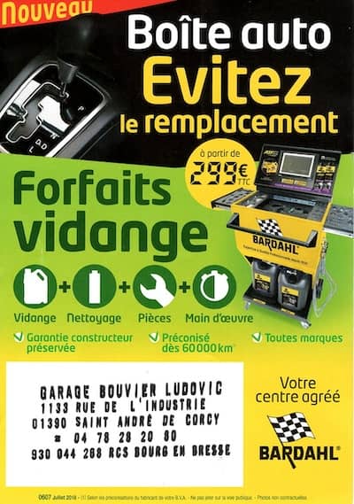 Forfait vidange boite auto réglage de climatisation automatique automobile